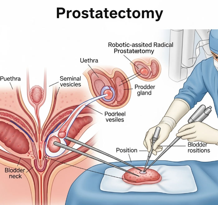 Open prostatectomy for benign enlargement
